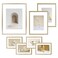 Frametory, Aluminum Picture Frames Set of 7 - Gold Gallery Wall Kit - Displays One 11x14, Two 8x10, and Four 5x7 inch Photos for Home Decoration