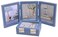 Collage Picture Photo Frames - 3.5x5, Triple Hinged 3 Desk Picture Frame, Wooden Desk Tabletop Family Photo Frame with Glass Opening, Decorative Folding Trifold Picture Frame Stand Vertical, Blue