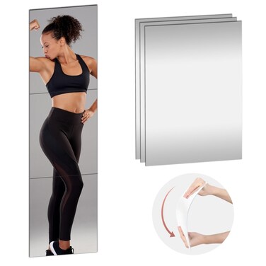 M ACHOOSE 3PCS Mirrors Tiles 18" L x 12" W Gym Mirrors Wall Mounted Mirror Bendable Acrylic Frameless Full Length Mirror Tiles for Home Gym Bedroom Door &amp; Bathroom