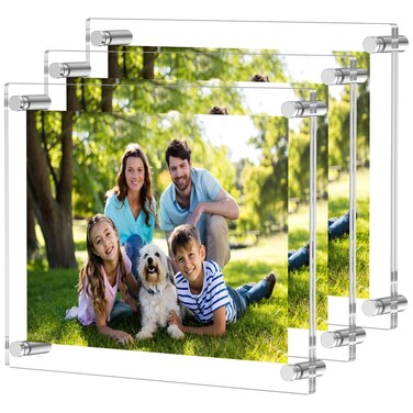 NIUBEE 3Pack 8.5x11 Clear Acrylic Wall Mount Picture Frame Floating Frames for Photography Display