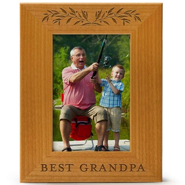 Best grandpa, Engraved Natural Wood Photo Frame Fits 4x6 Vertical Portrait for Grandpa, Grandparent's Day, Best Grandpa Ever, Grandfather Gifts, Grandpa &amp; Me, Father's Day, Christmas