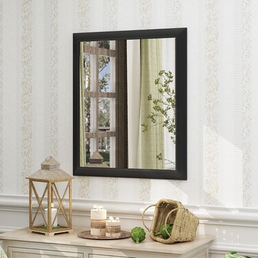 SMIROR Black Framed Mirrors for Wall, 20x24 Inch Rectangle Metal Vanity Mirror for Mantel, Desk, Entryway, Hallways (Horizontal/Vertical)