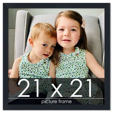 Poster Palooza 21x21 Contemporary Black Wood Picture Square Frame - Picture Frame Includes UV Acrylic, Foam Board Backing, &amp; Hanging Hardware!