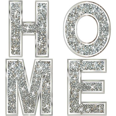 ZOLAPI 4 pcs Independent Letters Home. Crystal Diamond Letters. Silver Mirror Glass Home Decoration for Wall, Fireplace, Bookshelf and Table., 14 inch (H)