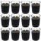 Set of 12 Black Votive Candles for Halloween Pumpkin, Clear Glass Filled Unscented Soy Wax Candle for Dinner, Parties, Home Decorations and DIY