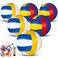 Junkin 6 Pack Volleyballs Official Size 5 Waterproof Soft Volleyball with Pump and Net Bag Outdoor Indoor Beach Gym Game Training Sport Gift for Adults(Blue Yellow Red, Blue White Yellow)