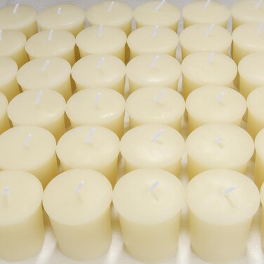 TELOSMA Natural Beeswax Votive Candles in Bulk - Small Beeswax Candle - Non Scent Votive Candle -Pack of 24 - Cream White
