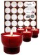 Hyoola Tea Lights Votive Candles Pack of 25 - Red Votive Candles Unscented in Plastic Cup - 7 Hour Burn Time Unscented Votive Candles - European Made