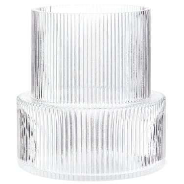 YANWE1 Glass Vase, Ribbed Vase, Flower Vase, Fluted Glass Vase, Clear Vase, Ribbed Glass Vase for Flowers, Modern Vase for Living Room, Dining Table, Entryway, Shelf, Wedding, Office, 7.5 Inches