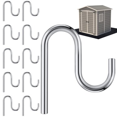 Blulu 10 Pcs 2'' Long Shed Hooks Shed Accessories for Hanging Heavy Duty Individual Utility Hooks Universal Wall Mounted J Utility Hangers for Tools Shovels Rakes Storage (Silver)