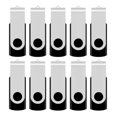 Aiibe 2GB Flash Drive 10 Pack Bulk 2G USB Flash Drive Thumb Drive USB 2.0 Memory Stick Data Storage Jump Drives (2GB, 10 Pack, Black)