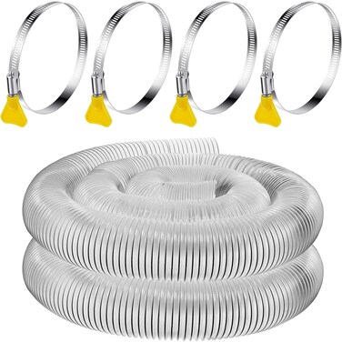 Flexible PVC Dust Collection Hose with Stainless Steel Hose Clamps Clear Vacuum Hose Dust Collection Fittings Dust Collector Accessories for Woodworking (4 Inch, 20 ft)