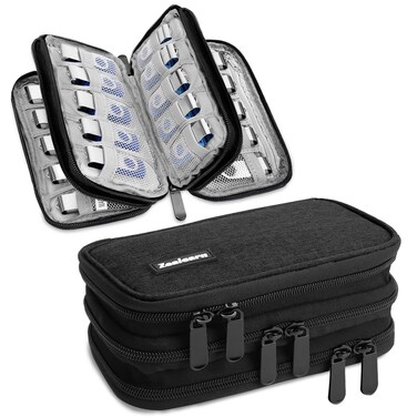 Zealearn USB Flash Drive Case with Labels, Gifts for Men, USB Case Organizer Holds 30 Pcs, USB Sticks Holder, USB Storage Case, Thumb Drive Case, Fits for Samsung/Sandisk/Jump Drive,etc, Black