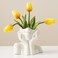 DHYXZCA White Ceramic Face Vase, Female Form Head Half Body Bust Vases Boho Feminist Minimalism Decorative Modern Nordic Style Flower Vase for Home Living Room Office Book Shelf Decor (Medium)