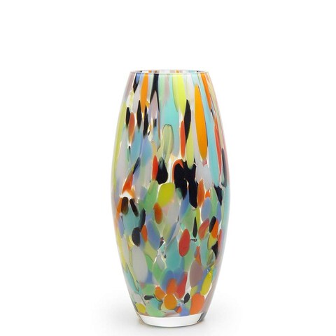 C&Atilde;&iexcl; d&#39;Oro Colored Glass Vase Confetti Effect Hand Blown Murano-Style Art Glass for Flower, Room Decoration and Centerpiece - Model Oliva G