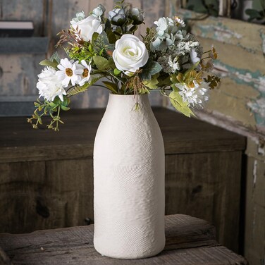 Banllis Large Textured Vase, Boho Ceramic Vase for Modern Farmhouse Home Decor, Pottery Vases for Flowers, Pampas Grass, Rustic Decorative Vase, Clay Vase Centerpieces for Dining Table