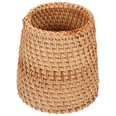 Cabilock 1pc Rattan Pen Cup, Handmade Rattan Pen Holder, Woven Desk Organizer Basket for Office &amp; Home, Multi-Functional Pencil Cup, Decorative Storage for Sundries
