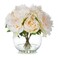 ENOVA FLORAL Artificial Peony Flower with Vase, Fake Flowers Arrangement in Vase, Artificial Flower with Vase, Faux Peony in Glass Vase for Home Office Kitchen Decor, Wedding(Peach)