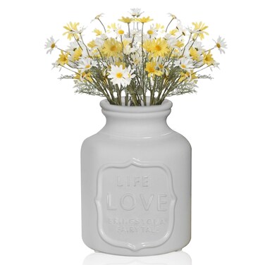 MISIXILE White Ceramic Decorative Vase French Country Jug Vase Water Pitcher Ceramic Flower Vase Modern Floral Vases Pottery Plants Pot Container Bouquet Holder for Wedding Garden Office Desktop Decor