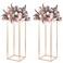 Gold Wedding Flower Stands, Set of 2 Metal Vases Column Geometric Wedding Table Display Centerpieces 31&Acirc;&frac12; inches Tall Floral Decoration Holders for Wedding Party Decor