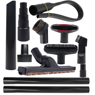 12 Pcs Vacuum Cleaner Attachments for Shop Vac Accessories - 2 1/2" to 1 1/4" Vacuum Hose Adapter Kit, 1 1/4" Vacuum Brush Flexible Crevice Tool and 2 Vacuum Extension Wand for Household Cleaning