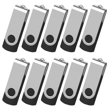 Aretop Flash Drive 2GB 10 Pack, Aretop Premium USB2.0 Classic Swivel USB 2GB Flash Drive Pen Drive Memory Stick Thumb Drive Bulk Jump Drive Pack 10Pcs Computer Data Storage Black