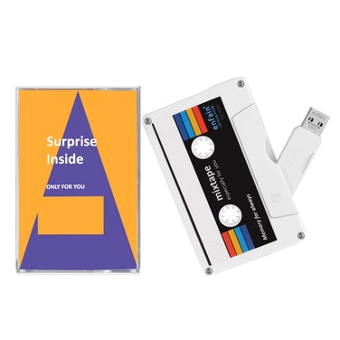 Retro Surprise DIY Mixtape USB 3.0 32GB Flash Drive 1980s Cassette Design for Memorable Occasions - Celebrate Birthdays, Anniversaries, Parents' Day, Reunions, Thanksgiving with a Personalized Gift