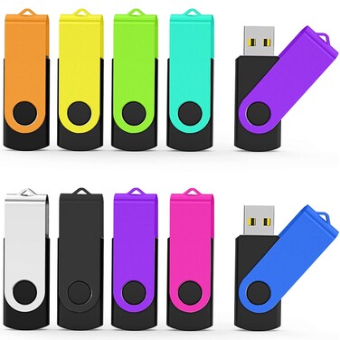 Flash Drive 4GB 10 Pack TATMOHIK USB Drives 4 GB Thumb Drive Pack Bulk of 10 USB Drives Swivel Design with LED Indicator, Jump Drive, Gig Stick, Memory Stick, Pen Drive