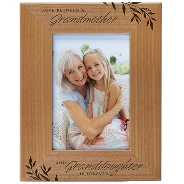 Love Between a Grandmother &amp; Granddaughter is Forever - Fits 4x6 Vertical Frame, Portrait for Grandma, Grandaughter, Engraved Natural Wood Photo Frame, Grandparent's Day Gift, Abuela, Best Grandma