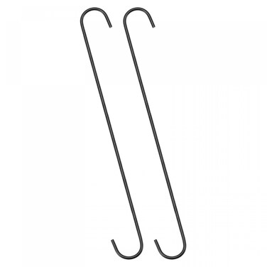 uxcell S Hanging Hooks, 16inch/400mm Extra Long Steel Hanger, Indoor Outdoor Uses for Garden, Bathroom, Closet, Workshop, Kitchen, Black, 2Pcs