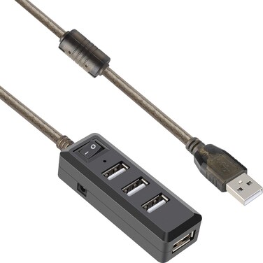 Pasow USB 2.0 Hub 4 Port USB Data Hub Extended Cable Compatible for MacBook Pro, iMac, PC, Laptop, USB Flash Drives (10FT/3M)
