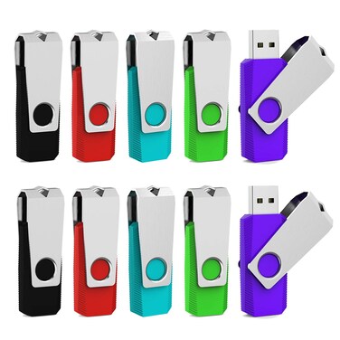 16GB Flash Drive 10 Pack 16GB USB Flash Drive Aiibe USB Drive Thumb Drive 16GB Multipack Zip Drive Bulk USB 2.0 Memory Stick Jump Drives (10 Pack, 5 Mixed Colors)