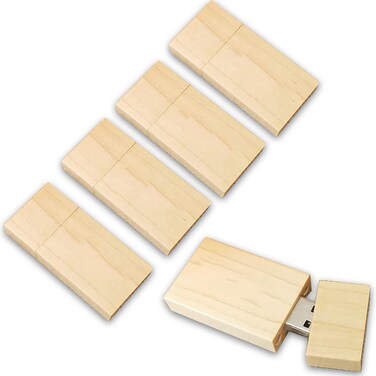 2GB USB Flash Drive Wood Flash Drives 5 Pack, FEWINA Rectangle Maple Wooden USB Drive 2G USB Thumb Drive Memory Stick Jump Drive for Backup Picturs/Videos(5PCS / Maple)