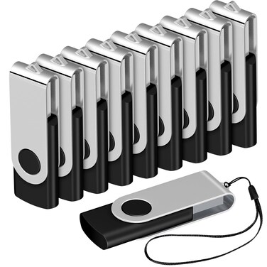 AreTop 20-Pack Flash Drive 4GB Bulk Thumb Drives USB 2.0 Metal Memory Sticks with Lanyard,Portable Keychain Jump Drive Multipack for Date Storage at Home &amp; The Office Black