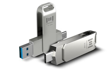 MOSDART 64GB USB3.1 Fast Speed C and A Dual Flash Drive, exFAT Memory Stick with Keychain Loop, for iPhone 15 and 16, Android Phone, iPad, MacBook, Silver(Pack of 2)