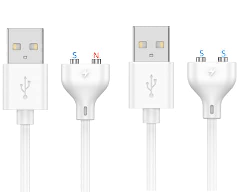 Kwevos Magnetic USB DC Charger Cable,2 Pack(1pcs Single Polarity &amp;1pcs Double Polarity) Replacement Charging Cord, 2Pins, 31.4Inch Long 6mm/0.24&#39;&#39; Charger for Toys, Cleanser