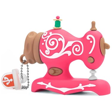 BorlterClamp 32GB USB Flash Drive Cute Cartoon Sewing Machine Model Memory Stick, Gift for Students and Children (Rose Red)