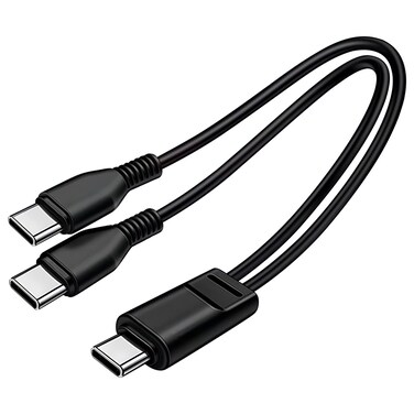 3.3FT Dual USB C Multi Type C Splitter Cable,2 in 1 Multi Charging Cable,USB C to Double USB C Port Compatible with iPhone 15,iPad Pro/Air,Samsung S24 S23,Moto,Google Pixel 8,LG,Black(Only Charging)