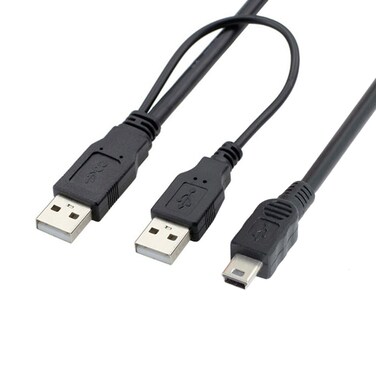chenyang USB 2.0 to Mini USB 5Pin Data Cable with Extra Power Cable for Hard Disk Drive