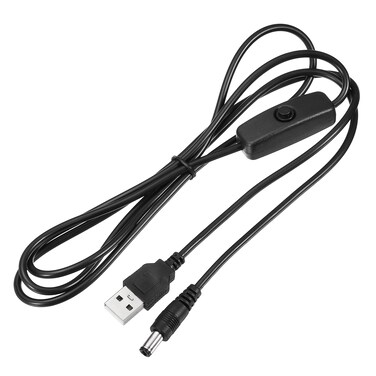 MECCANIXITY USB Cable with 501 ON/Off Switch, USB Male to DC 5.5x2.1mm Male Power Cable 150cm for Camera Hard Disk Box Black