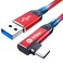 USB C Cable 1.5FT, 10Gbps Android Auto USB C 3.1 Gen 2 to USB Cable Data Transfer, Right Angle USB to USB C 3A Fast Charging for Galaxy S23 S22, SSD, Pixel-Red