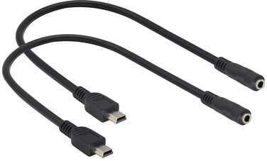 HCFeng 3.5mm to Mini USB Cable Mini USB Male to 3.5mm Female Audio Cable 3.5mm Female TRRS 4-Pole Jack to 5 Pin Mini USB Male Mic Cord Adapter Cable [1Ft/30cm-2Pack]