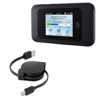 BoxWave Cable Compatible with AT&amp;T Velocity 2 Mobile Hotspot - miniSync - USB-A to USB Type-C, Retractable Cable - USB-A to USB Type-C for AT&amp;T Velocity 2 Mobile Hotspot
