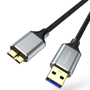 CLAVOOP USB 3.0 Micro B Cable 1.5 FT, External Hard Drive Cable 5 Gbps High-Speed USB A to Micro B Cord Compatible for Seagate Xbox One Toshiba WD Western Digital Hard Drive