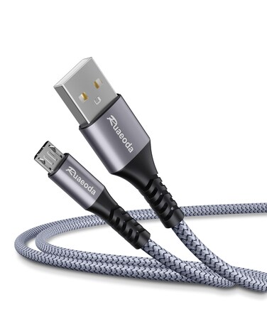 Ruaeoda Micro USB Cable Android Charger 6ft 2PACK PS4 Charger Cable - High Speed 2.0 USB A Male to Micro USB Nylon Braided Cable for Android Phone