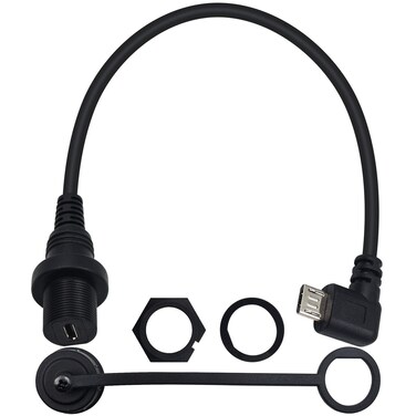 Duttek Micro USB Panel Mount Cable, Right Angled 90 Degree Micro USB Mount Extension Dash Flush Cable Male to Female for Car, Boat, Motorcycle, Truck Dashboard 30cm/12 Inch