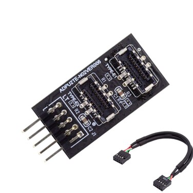 chenyang USB 2.0 9Pin/10Pin 1 to 2 USB 3.1 Type E Female Front Panel Socket Mainboard Header Extension Adapter