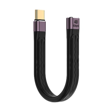 NFHK 13cm USB4 Extension Cable Slim Flat Male to Female 40Gbps with 100W Charging and 8K@60Hz Compatible with Thunderbolt3/4