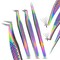 My Lash Tools 3Pcs Lash Tweezers Set for Eyelash Extension Precision Fiber Tip Lash Tweezers for Eyelash Extensions Mega Volume Boot &amp; isolation tweezers for women Stainless Steel Tweezers (Rainbow)