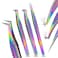 My Lash Tools 3Pcs Lash Tweezers Set for Eyelash Extension Precision Fiber Tip Lash Tweezers for Eyelash Extensions Mega Volume Boot &amp; isolation tweezers for women Stainless Steel Tweezers (Rainbow)